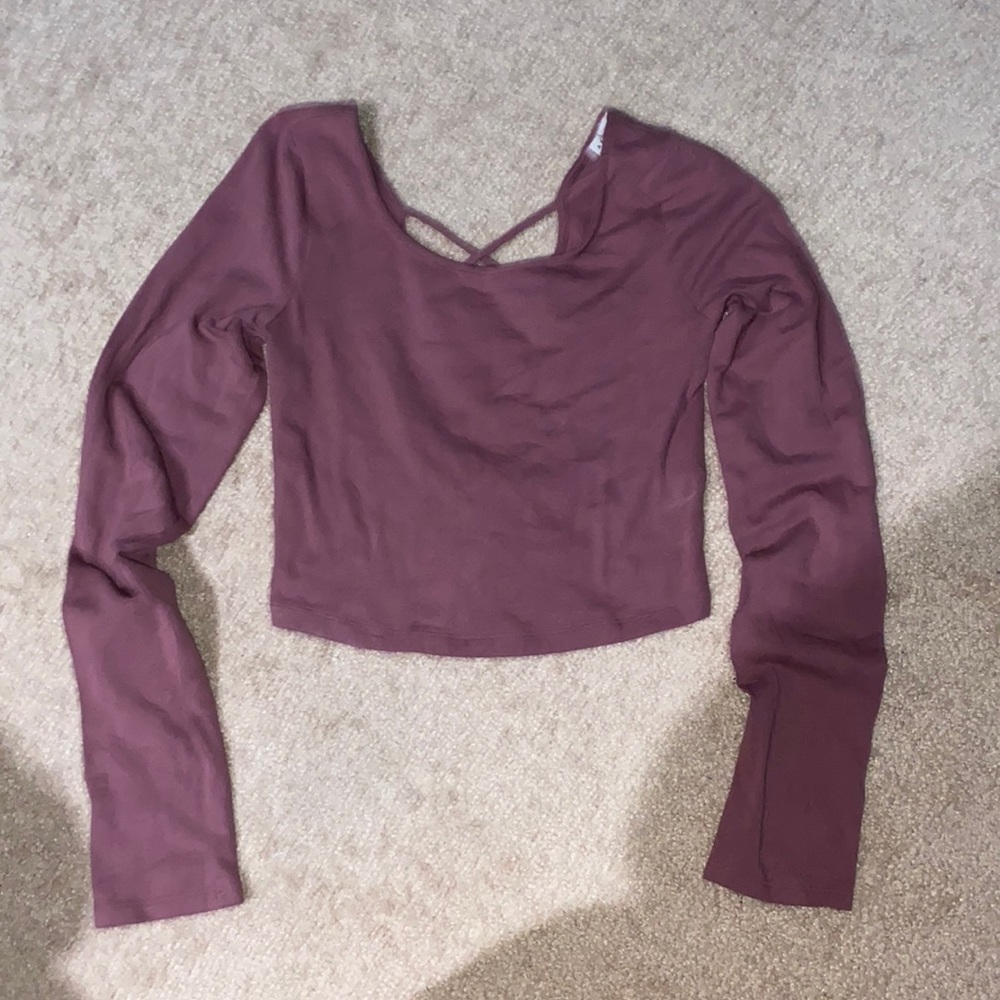 long sleeve open back shirt